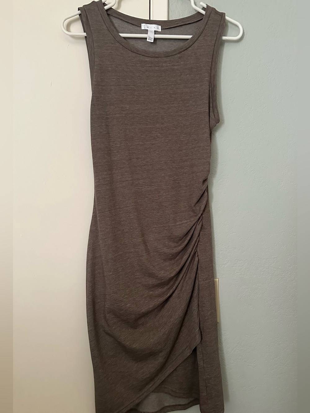 Leith (Nordstrom) Brown Sleeveless Ruched Mini Dress